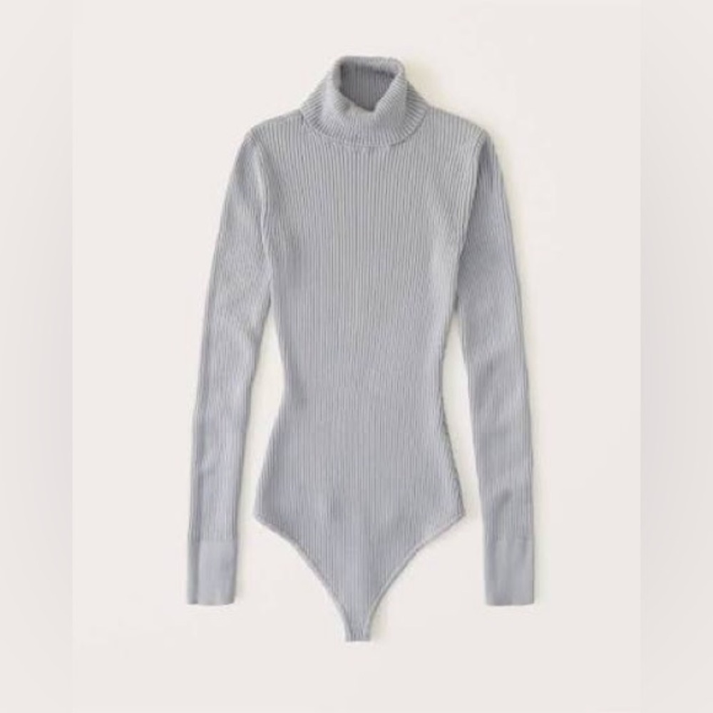 A&F Ribbed Turtleneck Bodysuit - Light Gray
